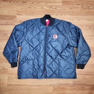 VTG LIKE NEW K Brand Penguin Blue Quilted Bomber USA Made Cooler Jacket Men's XL